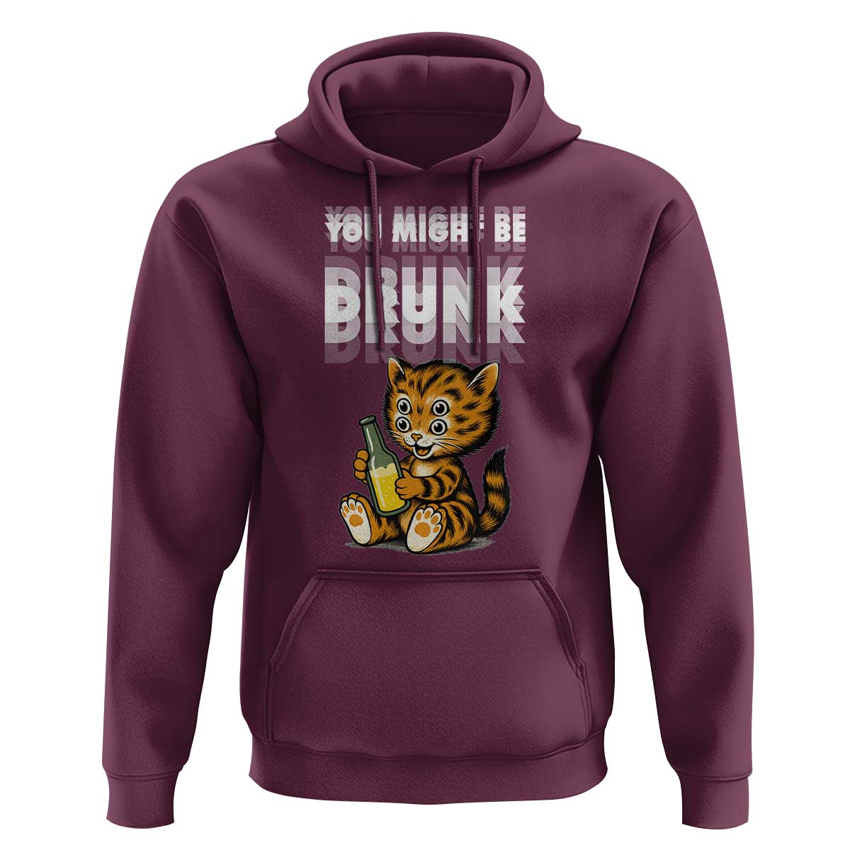 Funny Cat Drinking Beer Hoodie You Might Be Drunk - Wonder Print Shop