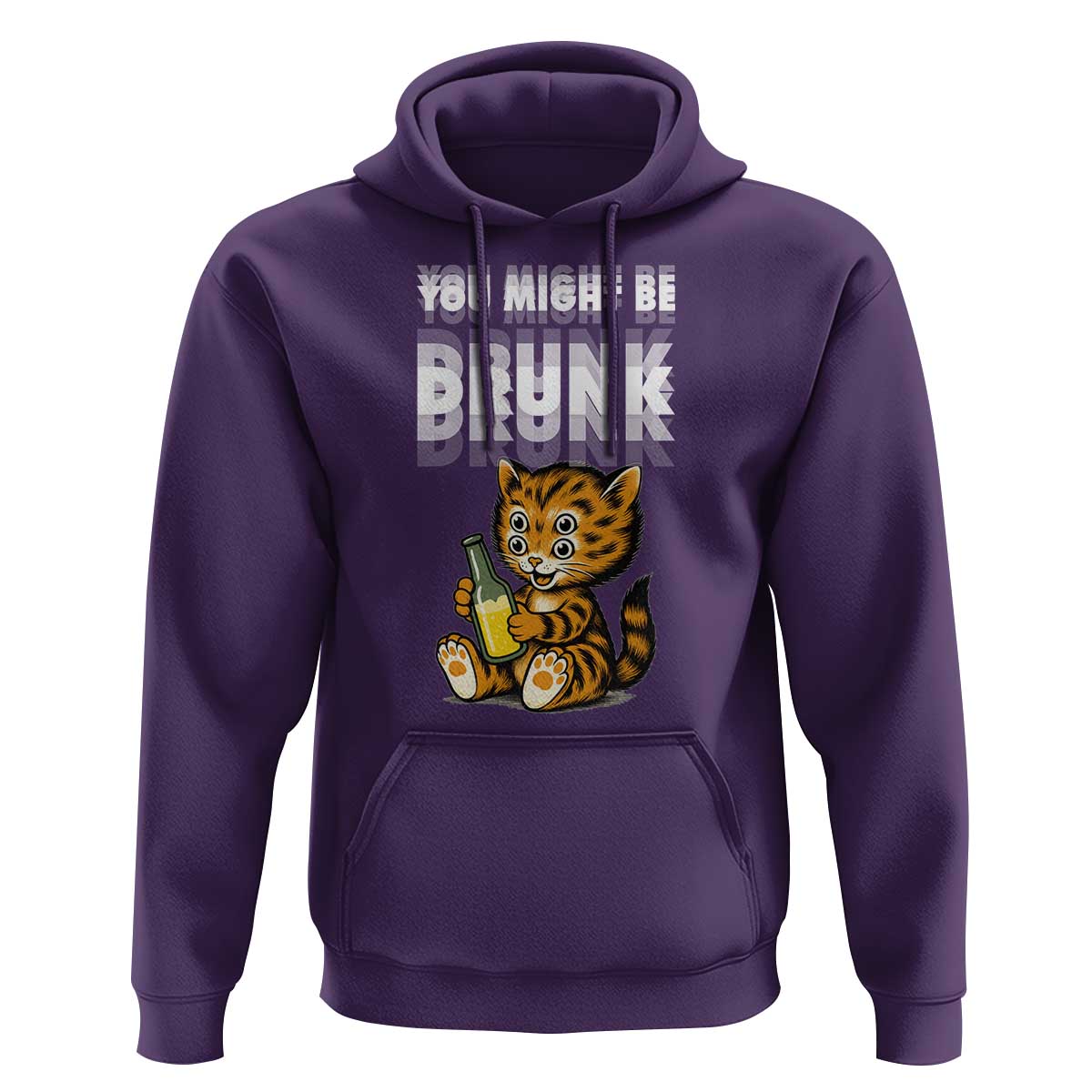 Funny Cat Drinking Beer Hoodie You Might Be Drunk - Wonder Print Shop