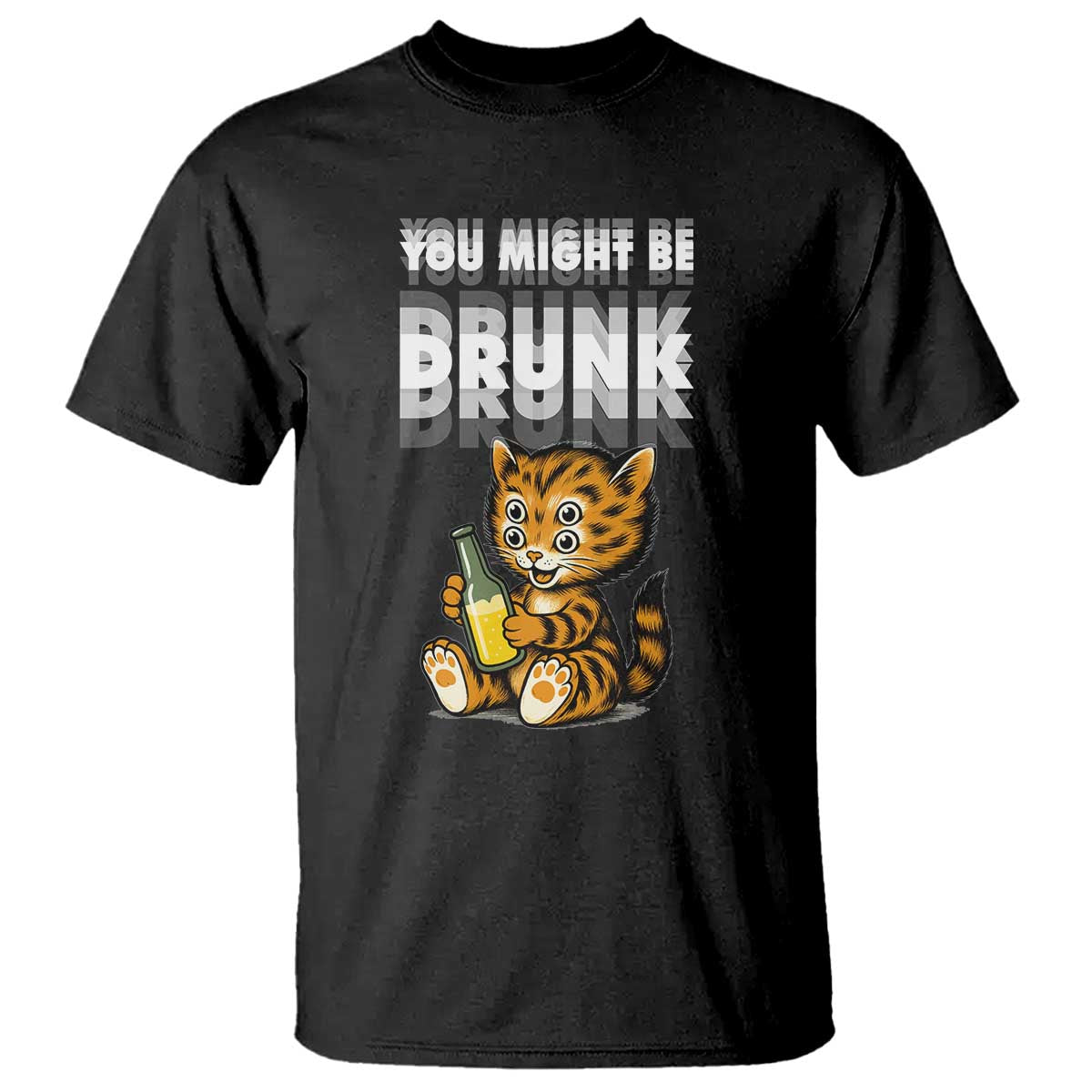 Funny Cat Drinking Beer T Shirt You Might Be Drunk - Wonder Print Shop