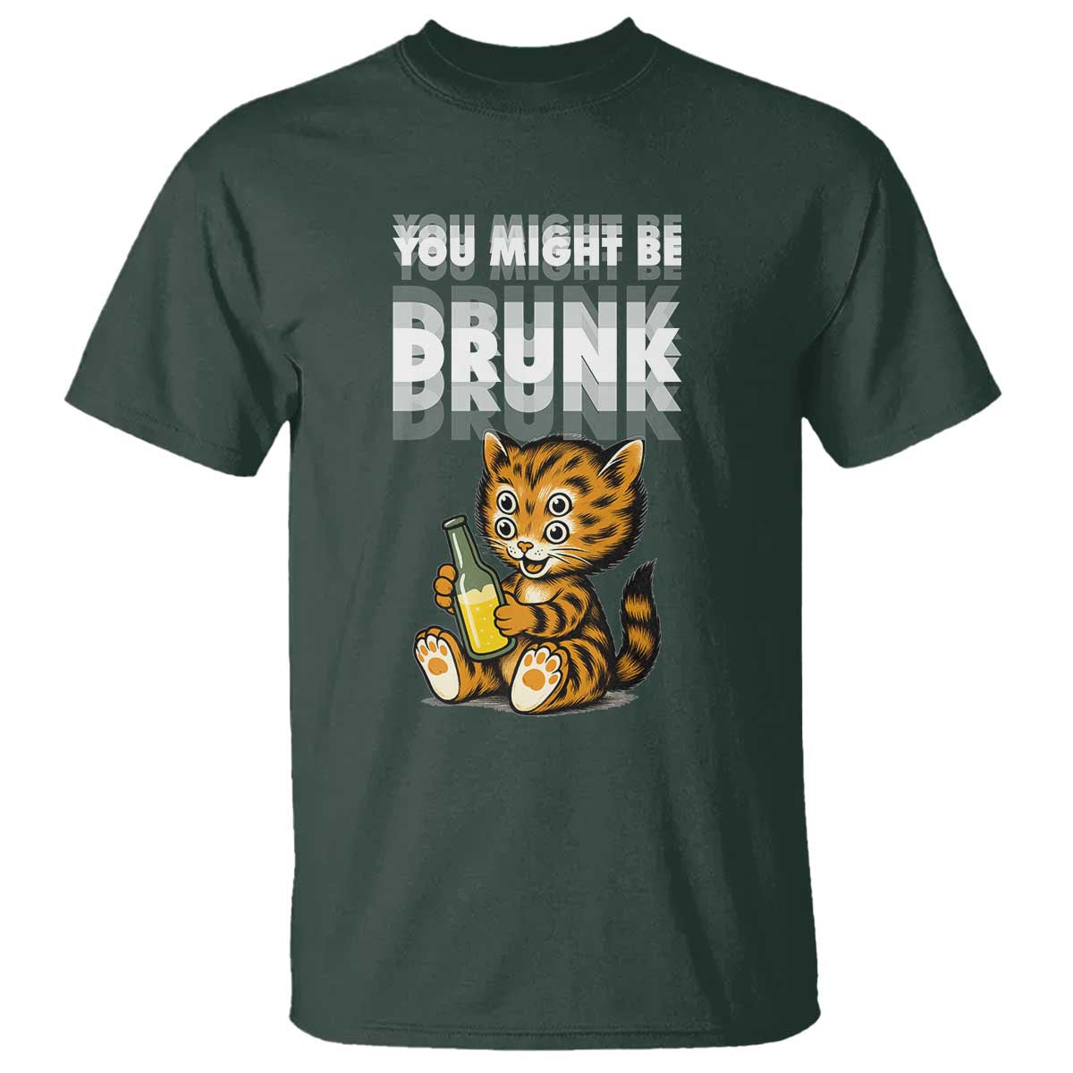Funny Cat Drinking Beer T Shirt You Might Be Drunk - Wonder Print Shop