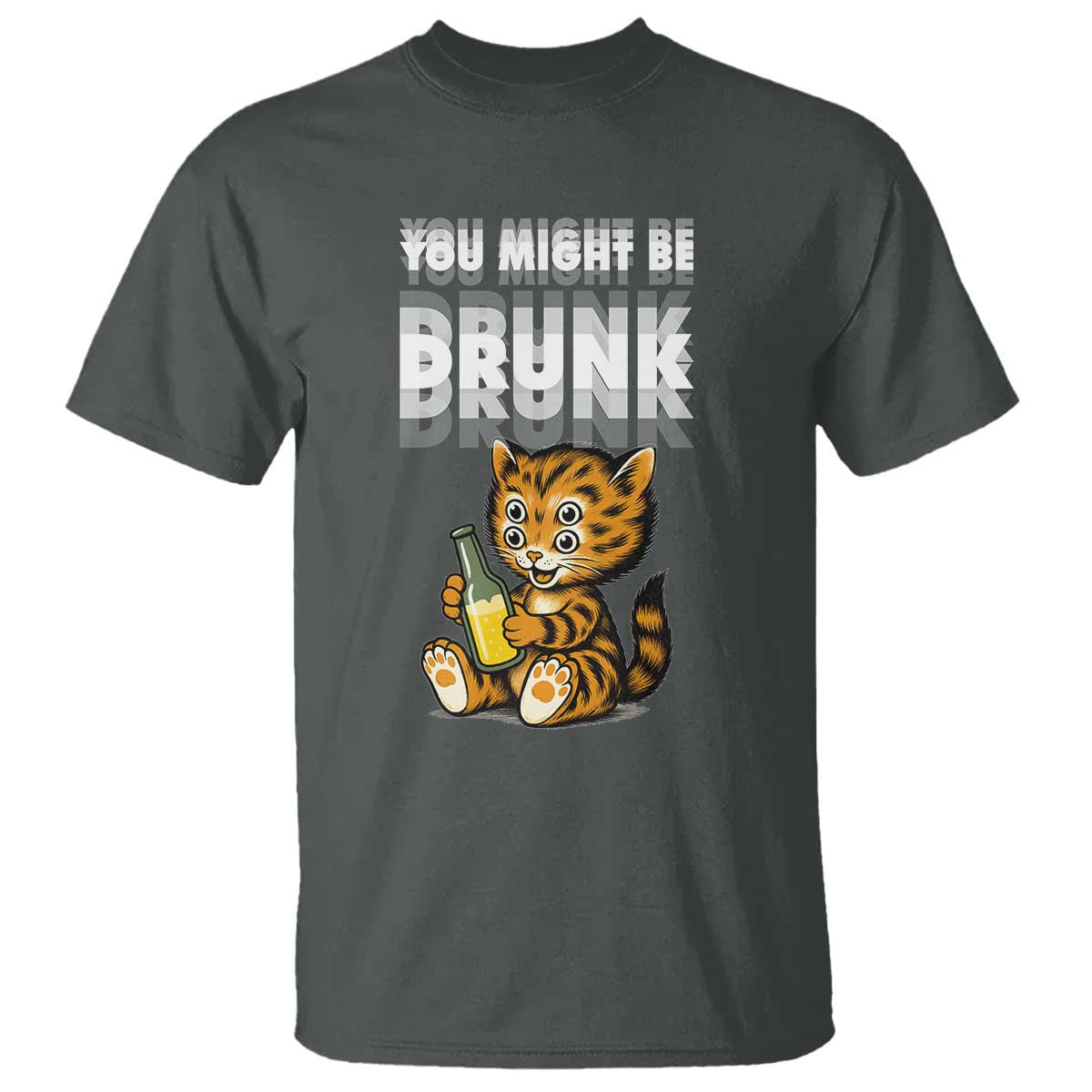 Funny Cat Drinking Beer T Shirt You Might Be Drunk - Wonder Print Shop