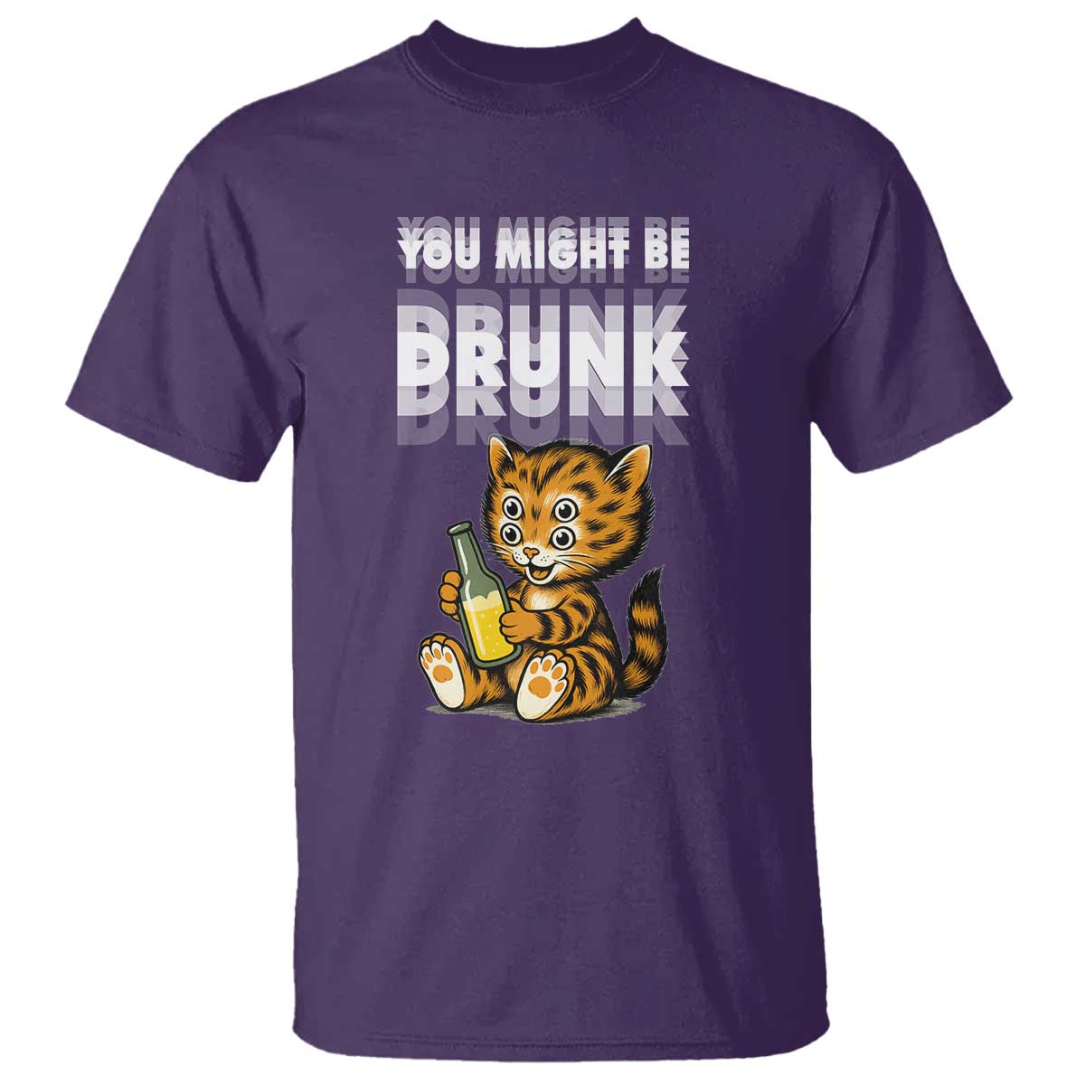 Funny Cat Drinking Beer T Shirt You Might Be Drunk - Wonder Print Shop