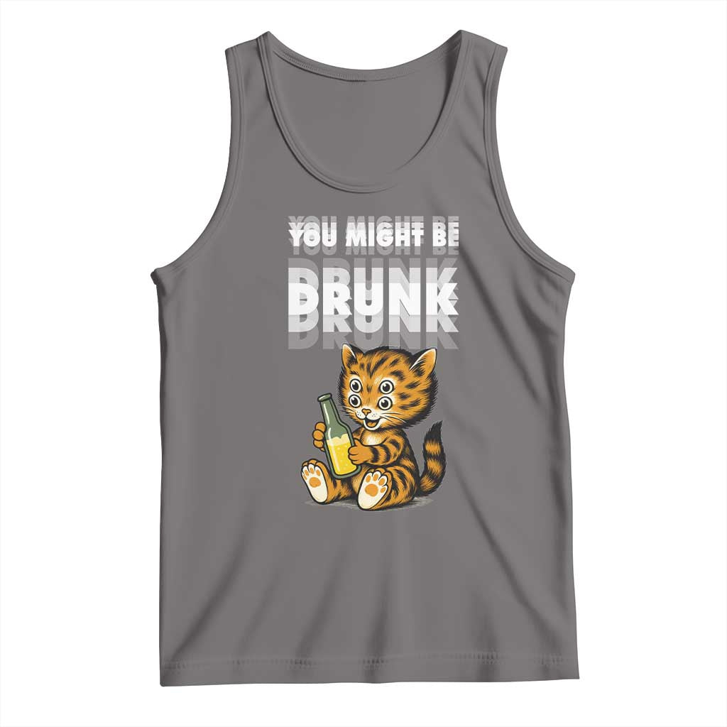 Funny Cat Drinking Beer Tank Top You Might Be Drunk - Wonder Print Shop