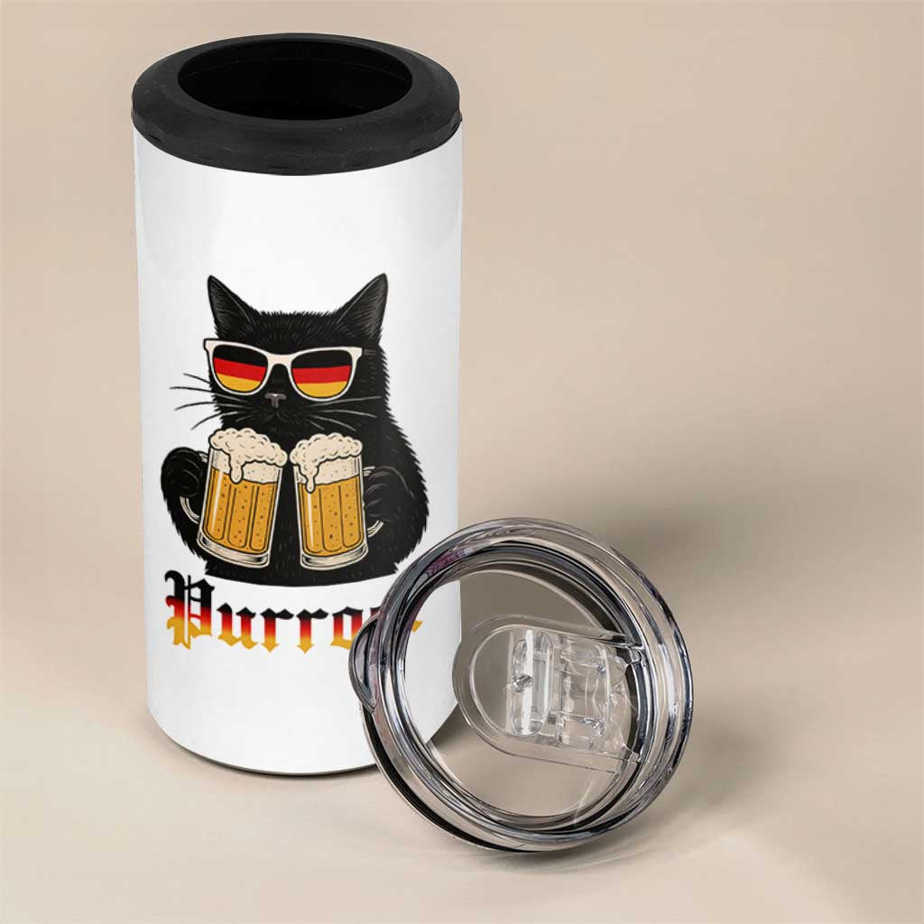 Oktoberfest Prost Cat Drinking 4 in 1 Can Cooler Tumbler Funny Purrost German Beer Gift
