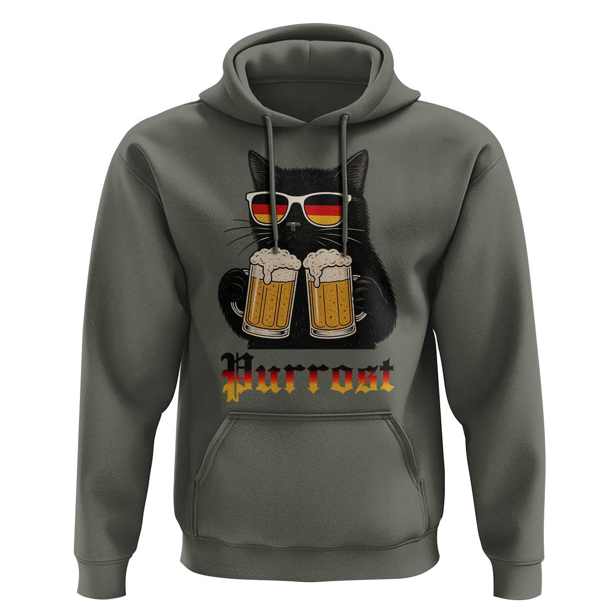 Oktoberfest Prost Cat Drinking Hoodie Funny Purrost German Beer Gift - Wonder Print Shop
