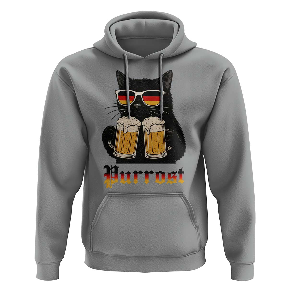 Oktoberfest Prost Cat Drinking Hoodie Funny Purrost German Beer Gift - Wonder Print Shop