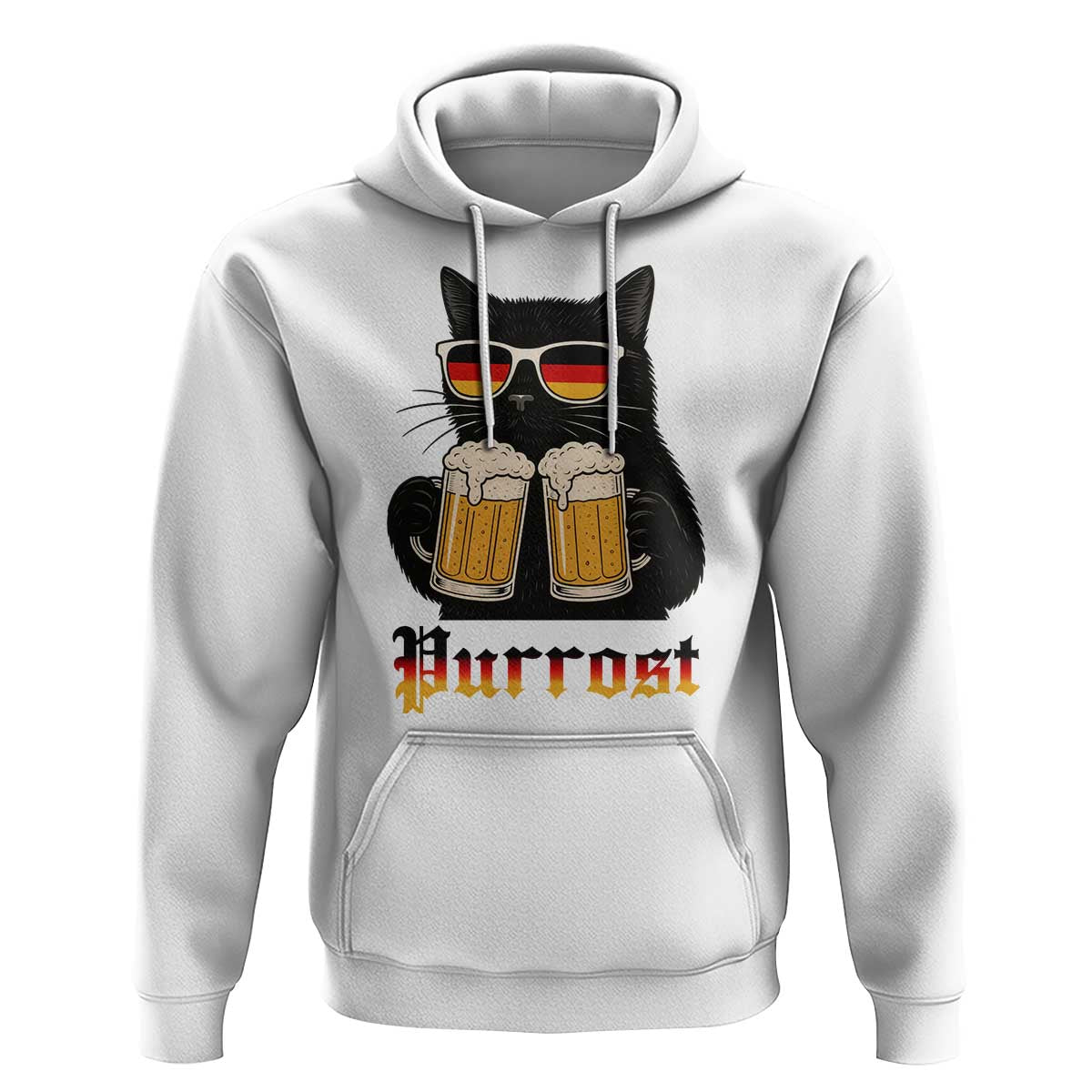 Oktoberfest Prost Cat Drinking Hoodie Funny Purrost German Beer Gift - Wonder Print Shop