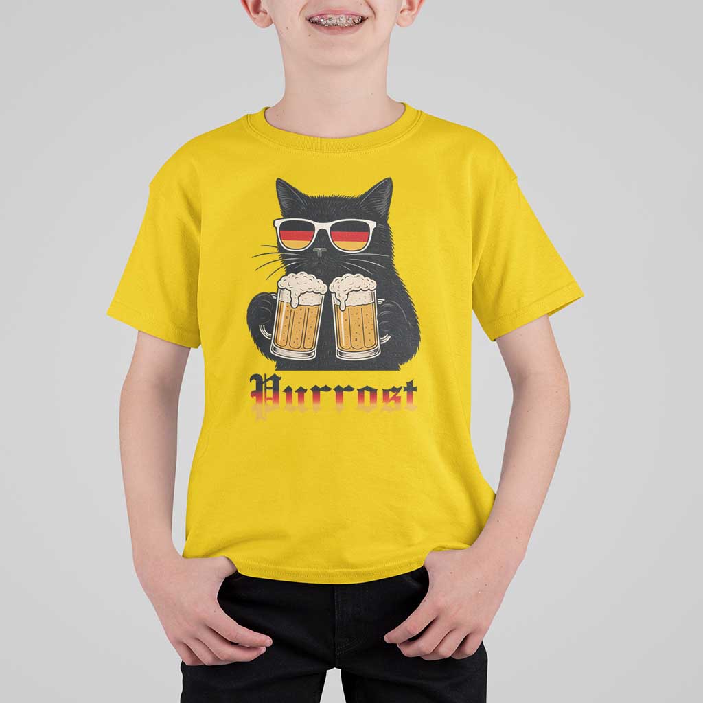 Oktoberfest Prost Cat Drinking T Shirt For Kid Funny Purrost German Beer Gift - Wonder Print Shop