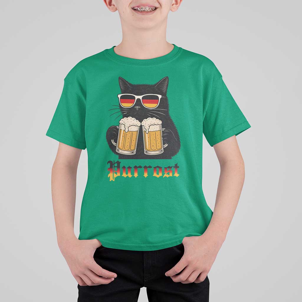 Oktoberfest Prost Cat Drinking T Shirt For Kid Funny Purrost German Beer Gift - Wonder Print Shop