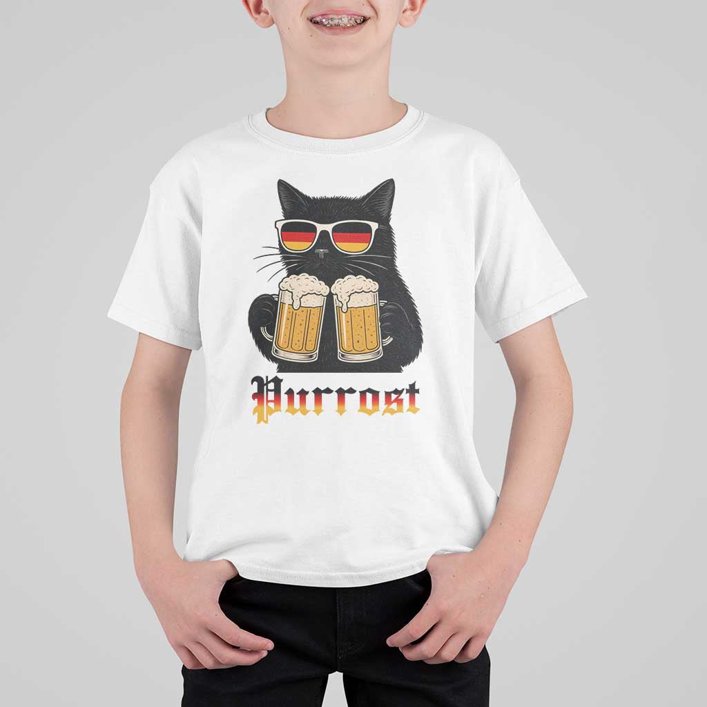Oktoberfest Prost Cat Drinking T Shirt For Kid Funny Purrost German Beer Gift - Wonder Print Shop