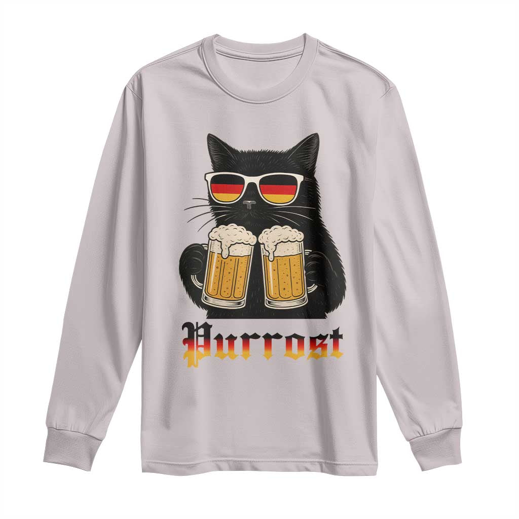 Oktoberfest Prost Cat Drinking Long Sleeve Shirt Funny Purrost German Beer Gift - Wonder Print Shop