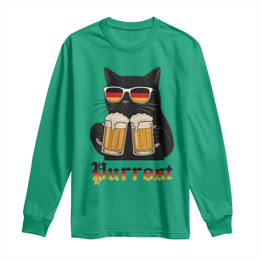 Oktoberfest Prost Cat Drinking Long Sleeve Shirt Funny Purrost German Beer Gift - Wonder Print Shop