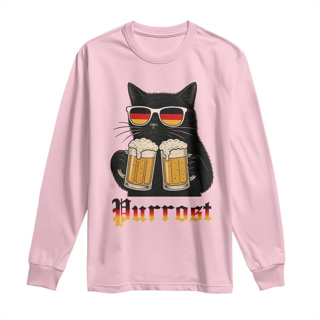 Oktoberfest Prost Cat Drinking Long Sleeve Shirt Funny Purrost German Beer Gift - Wonder Print Shop