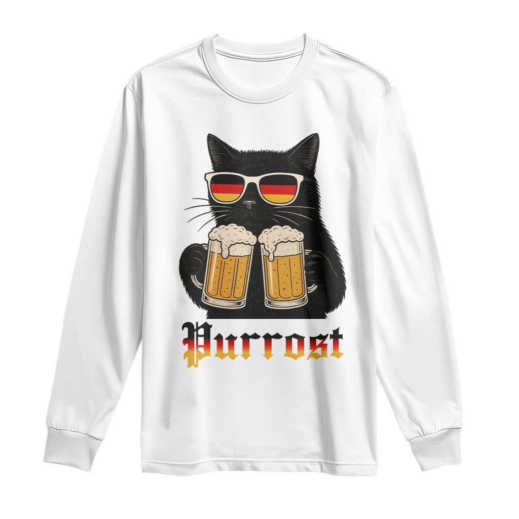Oktoberfest Prost Cat Drinking Long Sleeve Shirt Funny Purrost German Beer Gift - Wonder Print Shop