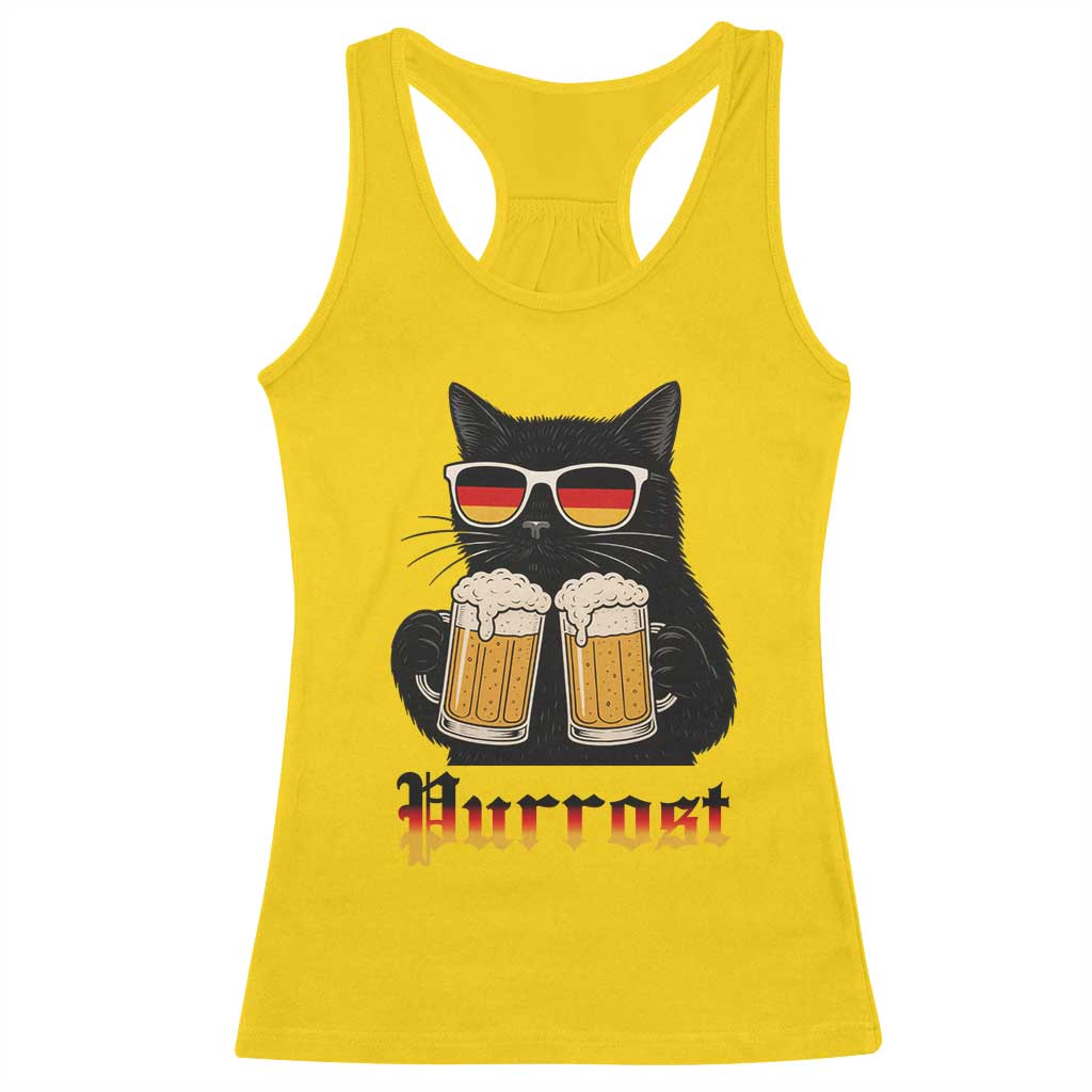Oktoberfest Prost Cat Drinking Racerback Tank Top Funny Purrost German Beer Gift - Wonder Print Shop