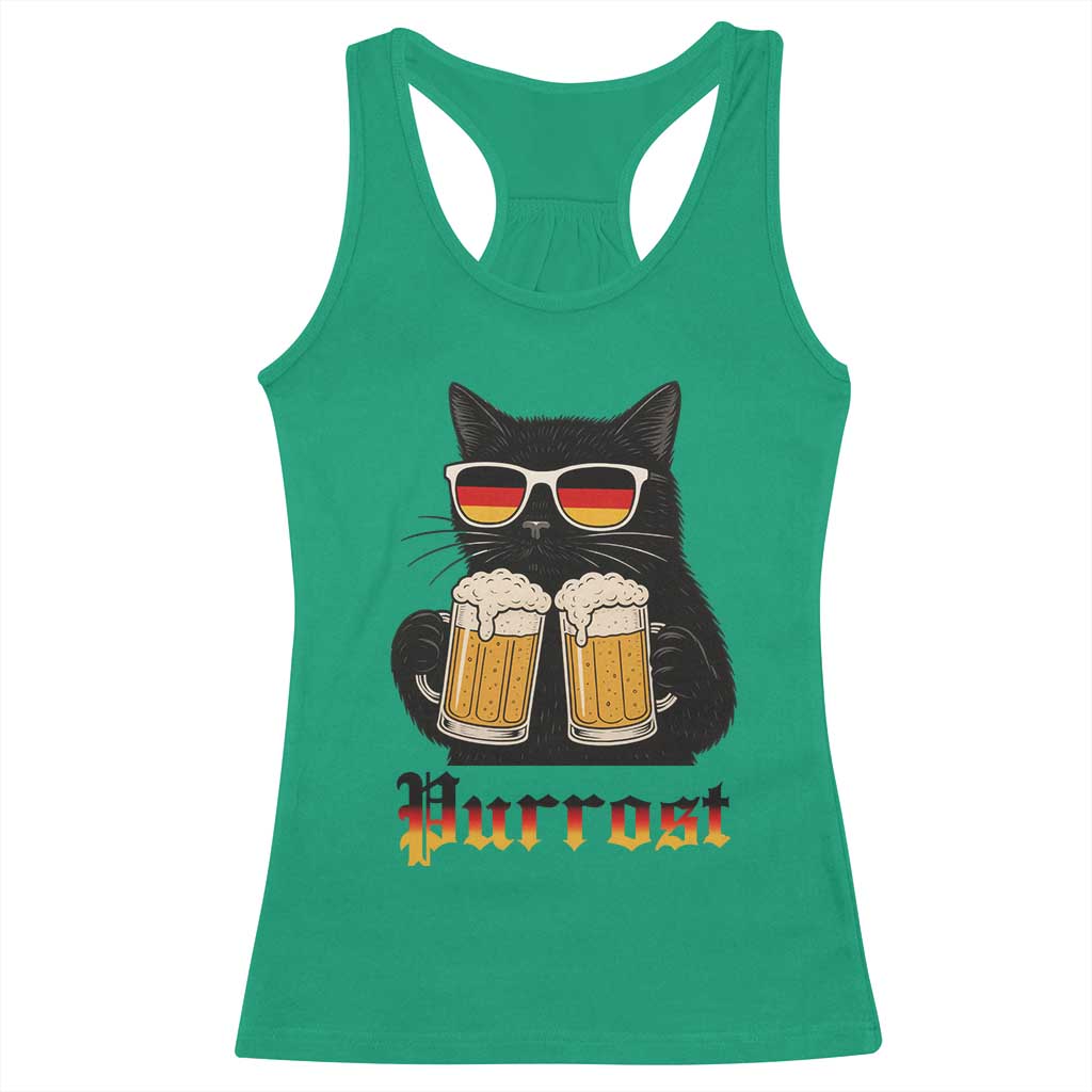 Oktoberfest Prost Cat Drinking Racerback Tank Top Funny Purrost German Beer Gift - Wonder Print Shop