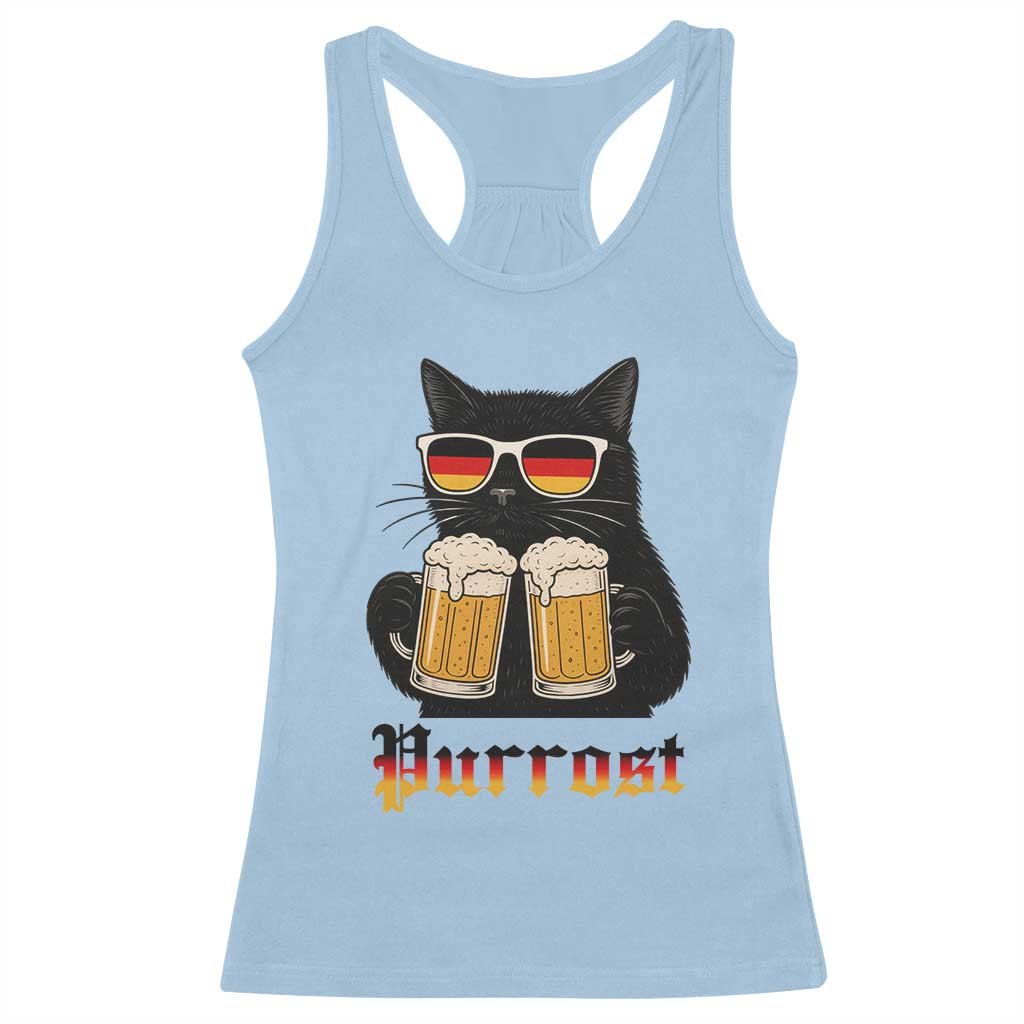 Oktoberfest Prost Cat Drinking Racerback Tank Top Funny Purrost German Beer Gift - Wonder Print Shop