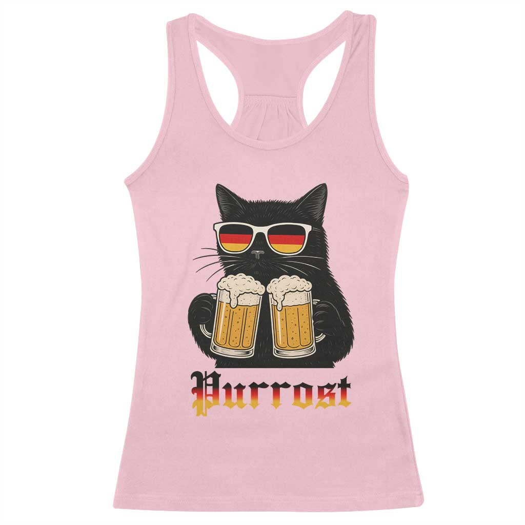 Oktoberfest Prost Cat Drinking Racerback Tank Top Funny Purrost German Beer Gift - Wonder Print Shop