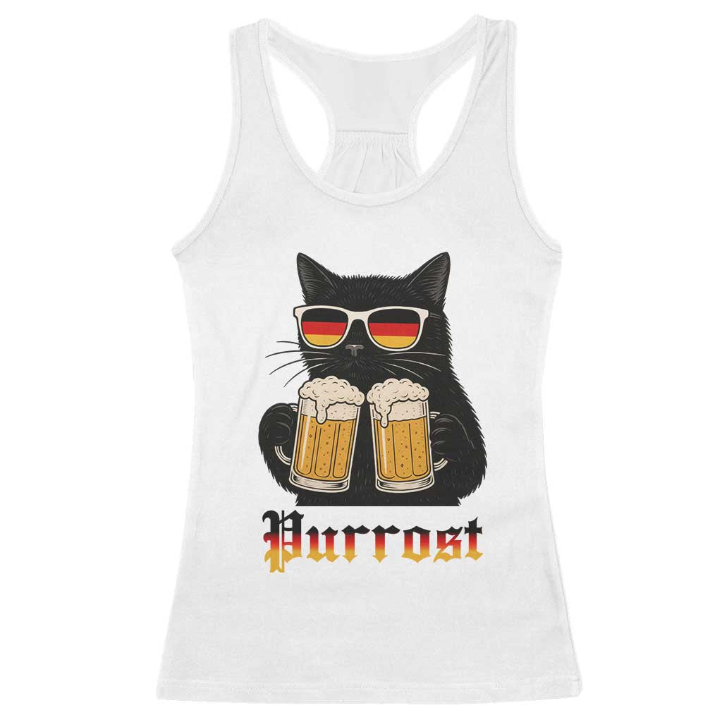 Oktoberfest Prost Cat Drinking Racerback Tank Top Funny Purrost German Beer Gift - Wonder Print Shop