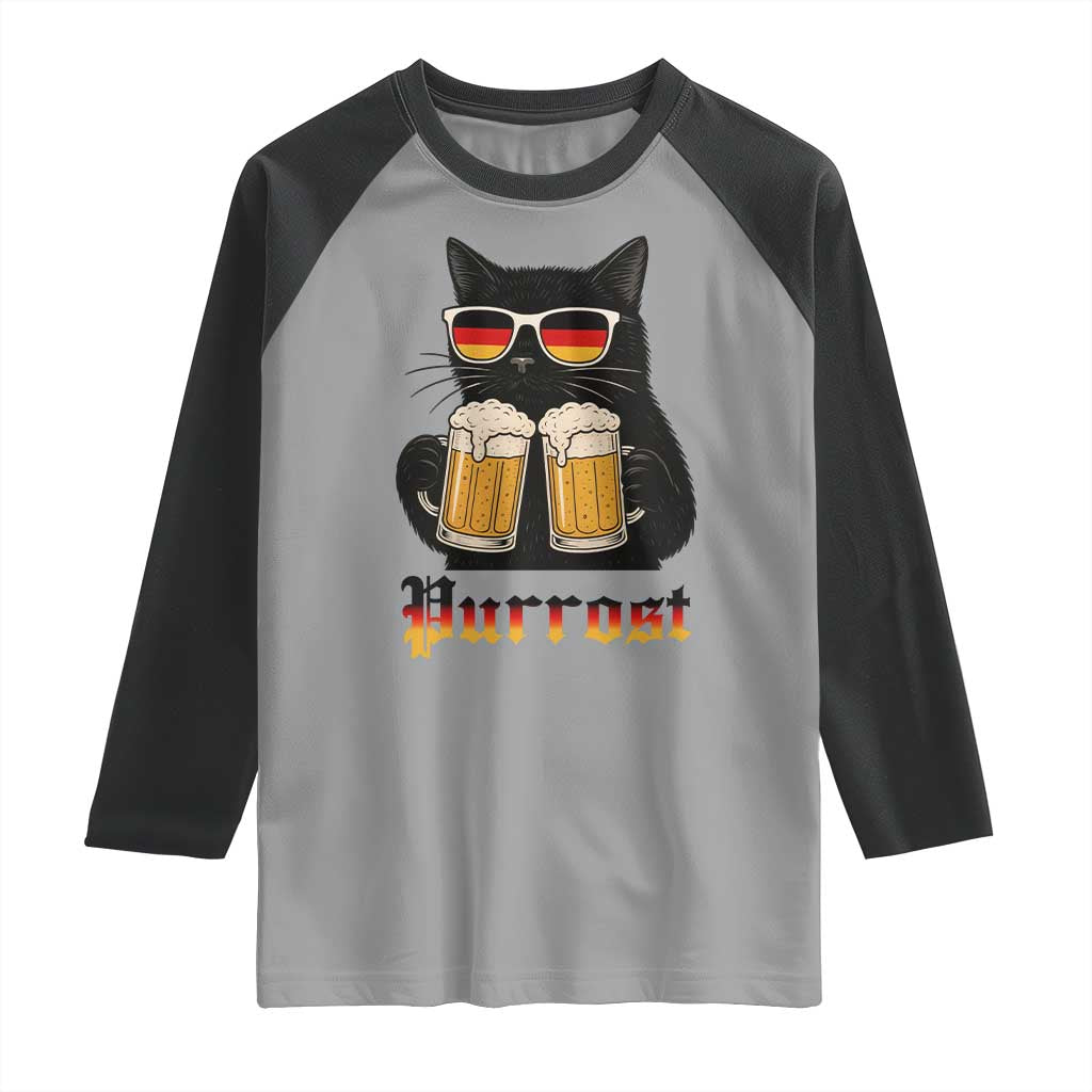 Oktoberfest Prost Cat Drinking Raglan Shirt Funny Purrost German Beer Gift - Wonder Print Shop