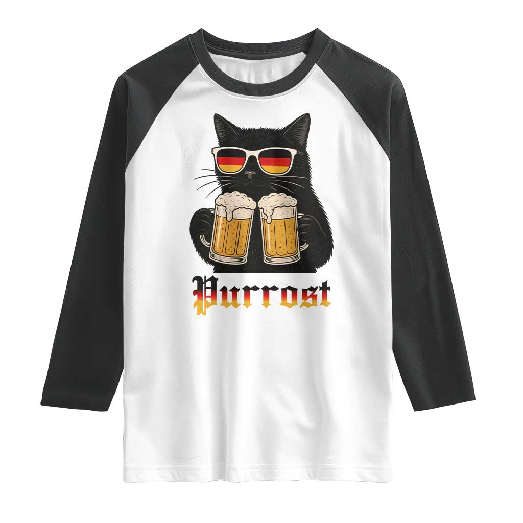 Oktoberfest Prost Cat Drinking Raglan Shirt Funny Purrost German Beer Gift - Wonder Print Shop