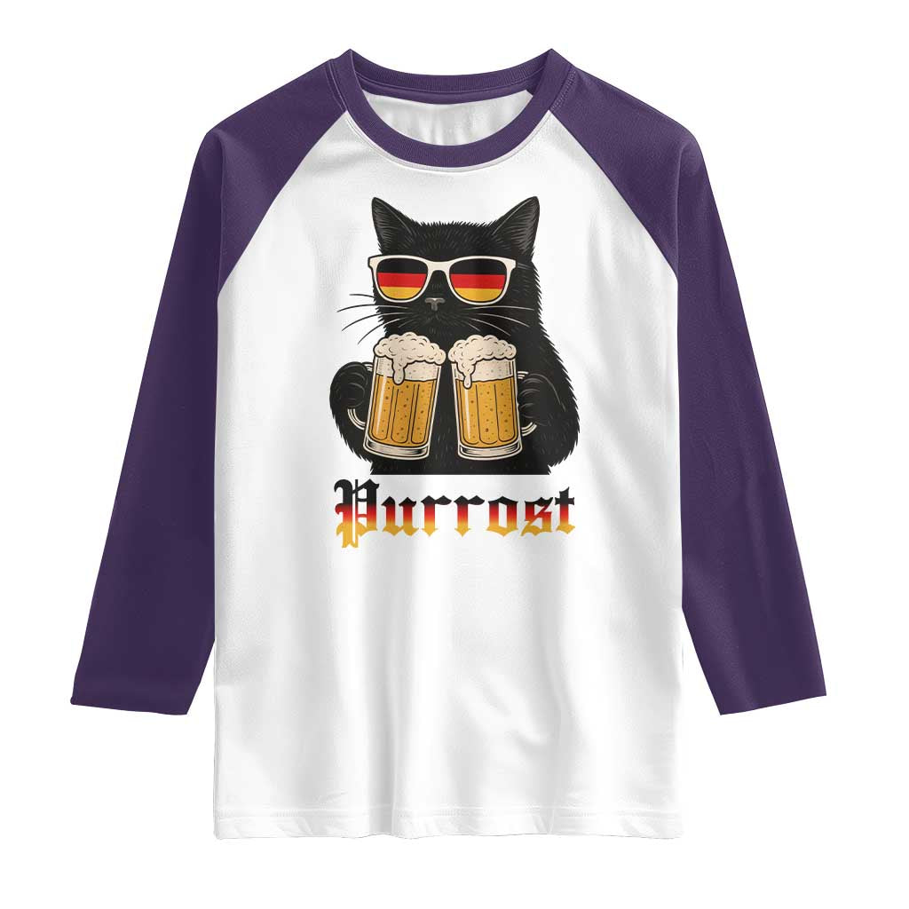 Oktoberfest Prost Cat Drinking Raglan Shirt Funny Purrost German Beer Gift - Wonder Print Shop