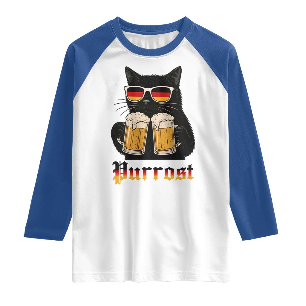 Oktoberfest Prost Cat Drinking Raglan Shirt Funny Purrost German Beer Gift - Wonder Print Shop