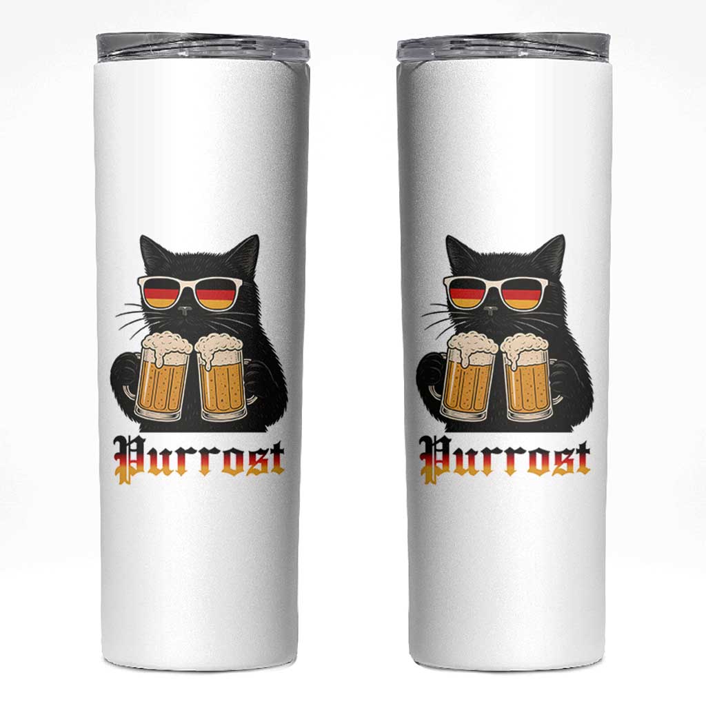 Oktoberfest Prost Cat Drinking Skinny Tumbler Funny Purrost German Beer Gift