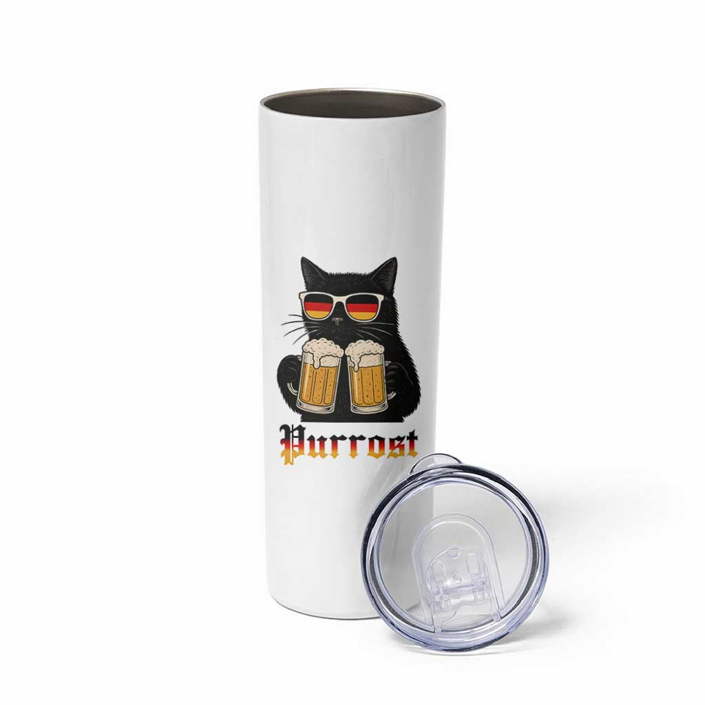 Oktoberfest Prost Cat Drinking Skinny Tumbler Funny Purrost German Beer Gift