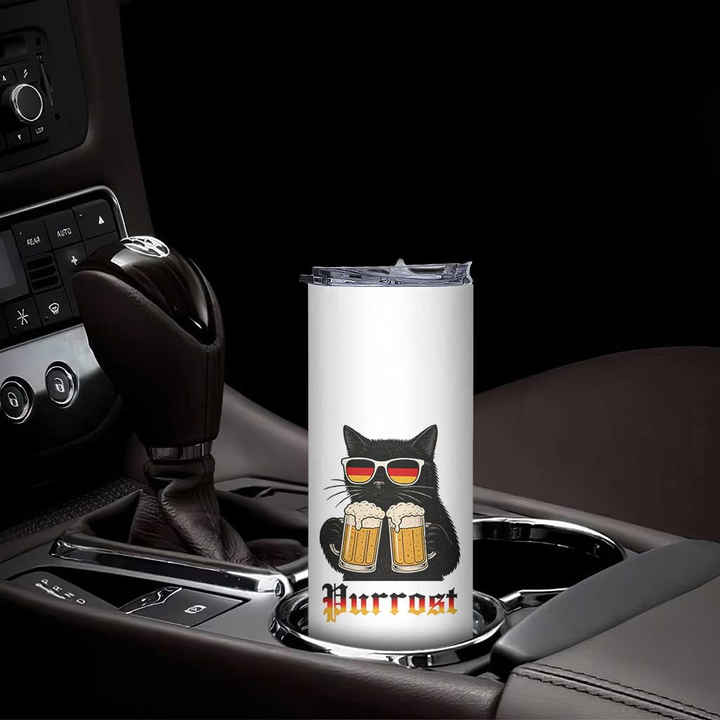 Oktoberfest Prost Cat Drinking Skinny Tumbler Funny Purrost German Beer Gift