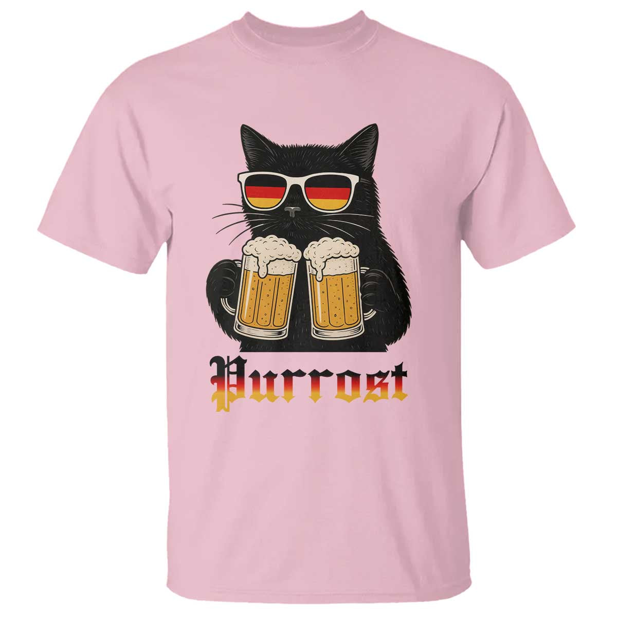 Oktoberfest Prost Cat Drinking T Shirt Funny Purrost German Beer Gift - Wonder Print Shop