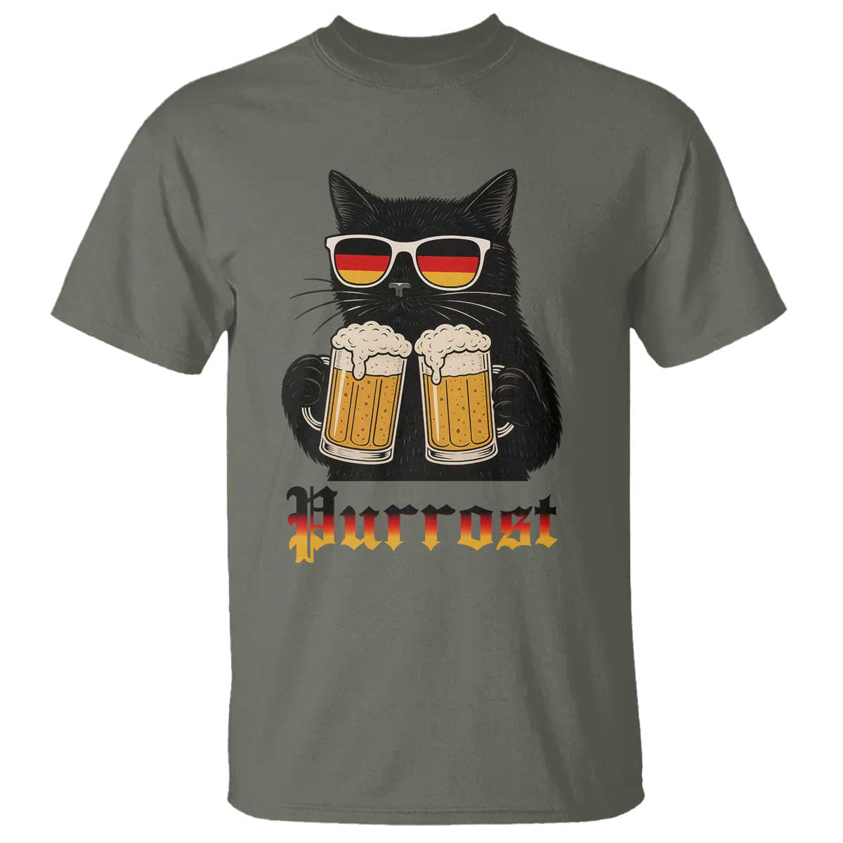 Oktoberfest Prost Cat Drinking T Shirt Funny Purrost German Beer Gift - Wonder Print Shop