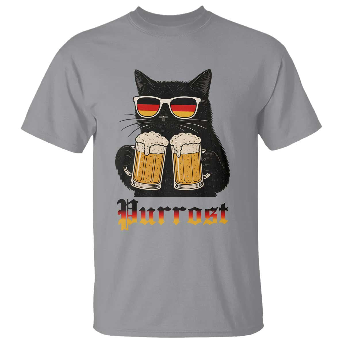 Oktoberfest Prost Cat Drinking T Shirt Funny Purrost German Beer Gift - Wonder Print Shop