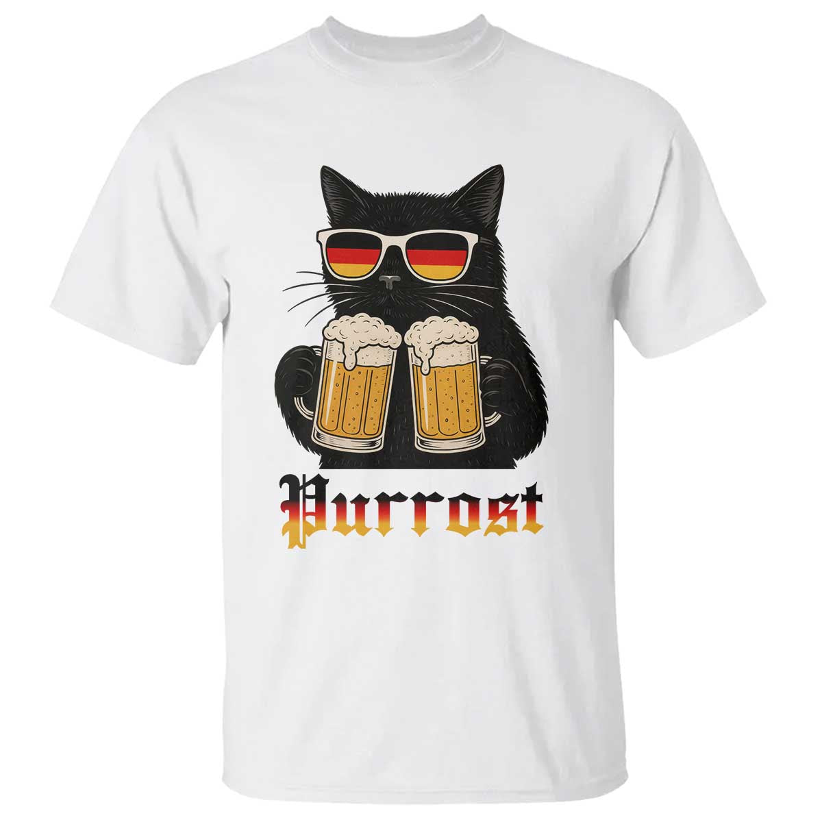 Oktoberfest Prost Cat Drinking T Shirt Funny Purrost German Beer Gift - Wonder Print Shop