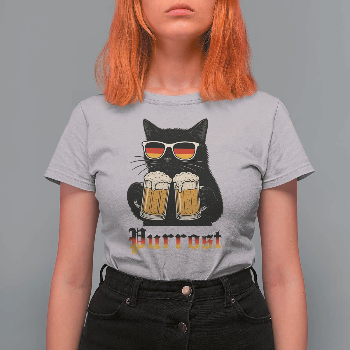 Oktoberfest Prost Cat Drinking T Shirt For Women Funny Purrost German Beer Gift - Wonder Print Shop