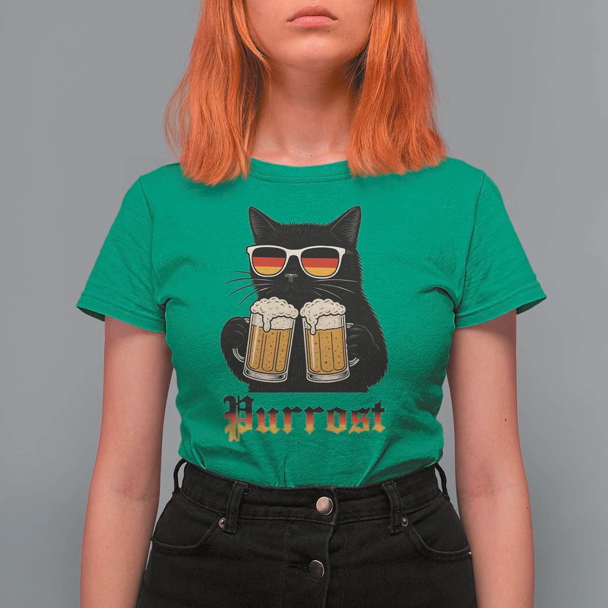 Oktoberfest Prost Cat Drinking T Shirt For Women Funny Purrost German Beer Gift - Wonder Print Shop