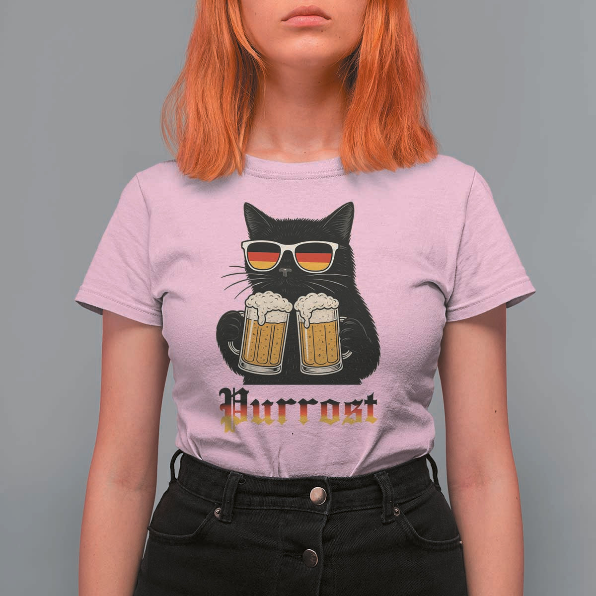 Oktoberfest Prost Cat Drinking T Shirt For Women Funny Purrost German Beer Gift - Wonder Print Shop