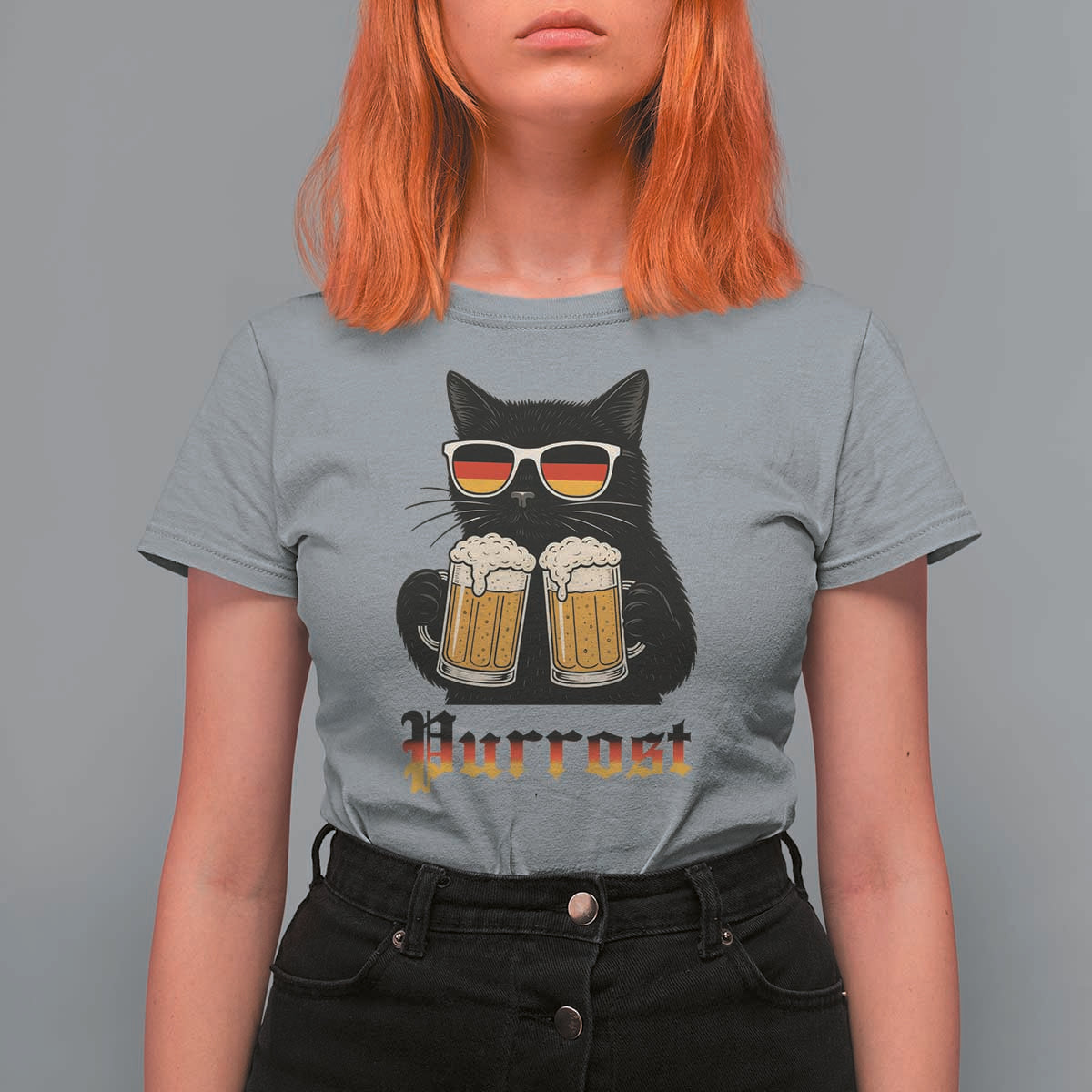 Oktoberfest Prost Cat Drinking T Shirt For Women Funny Purrost German Beer Gift - Wonder Print Shop