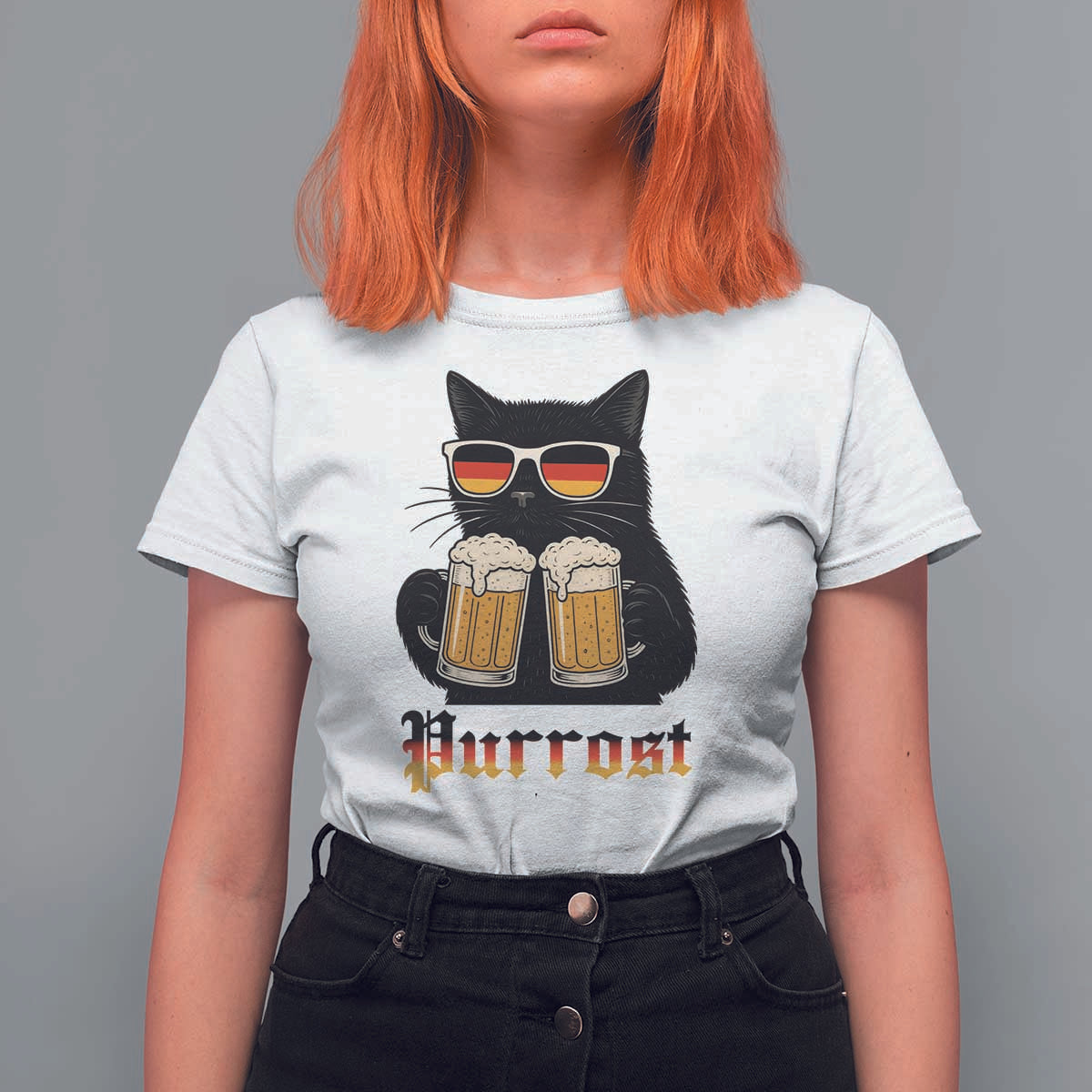 Oktoberfest Prost Cat Drinking T Shirt For Women Funny Purrost German Beer Gift - Wonder Print Shop