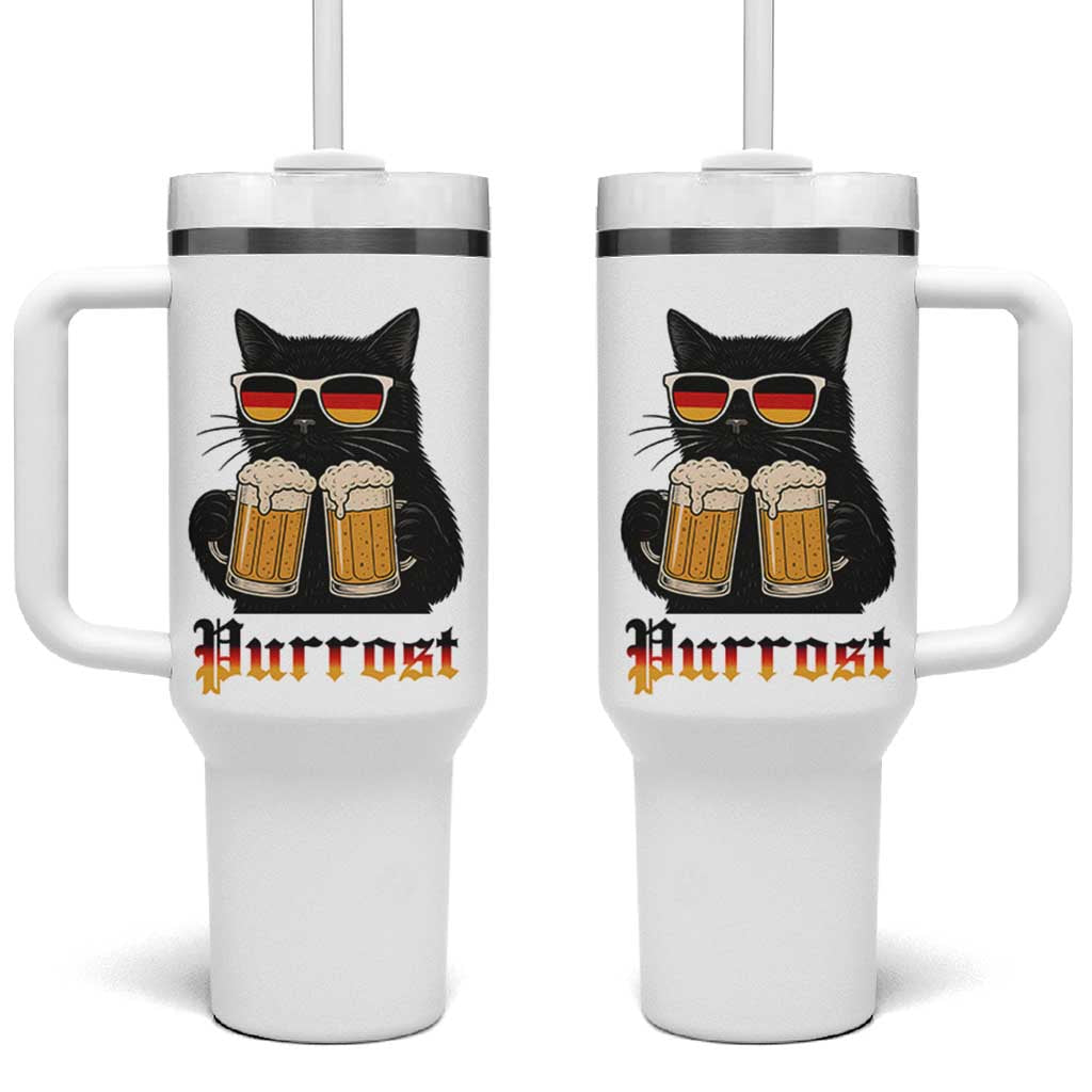 Oktoberfest Prost Cat Drinking Tumbler With Handle Funny Purrost German Beer Gift