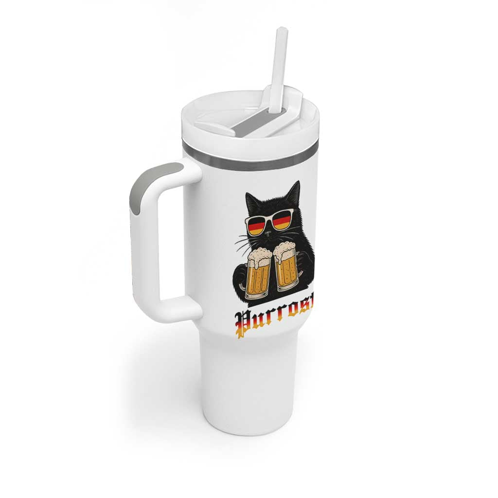 Oktoberfest Prost Cat Drinking Tumbler With Handle Funny Purrost German Beer Gift