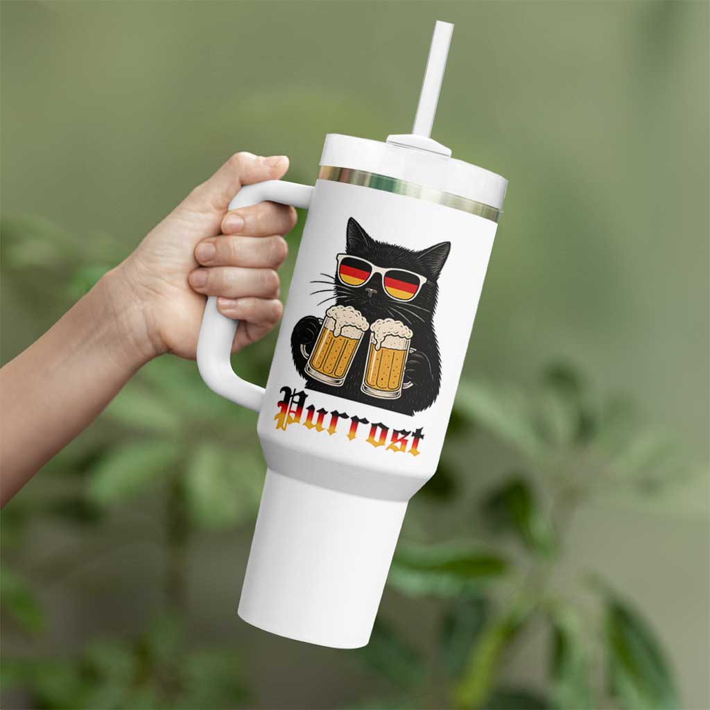 Oktoberfest Prost Cat Drinking Tumbler With Handle Funny Purrost German Beer Gift