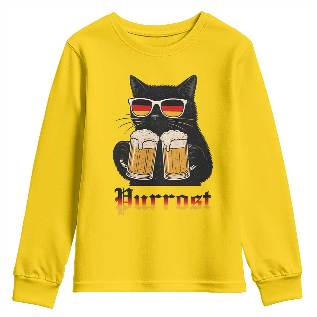 Oktoberfest Prost Cat Drinking Youth Sweatshirt Funny Purrost German Beer Gift - Wonder Print Shop