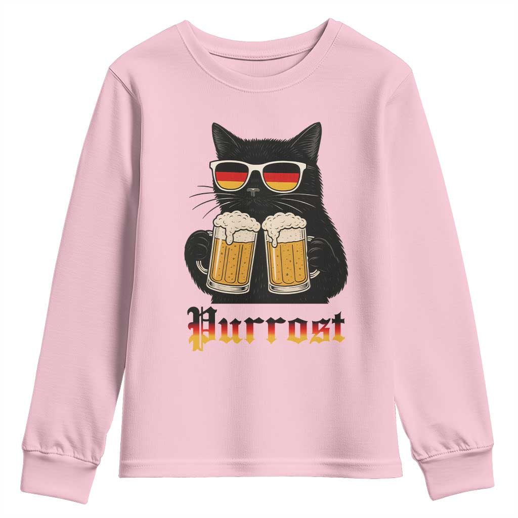 Oktoberfest Prost Cat Drinking Youth Sweatshirt Funny Purrost German Beer Gift - Wonder Print Shop