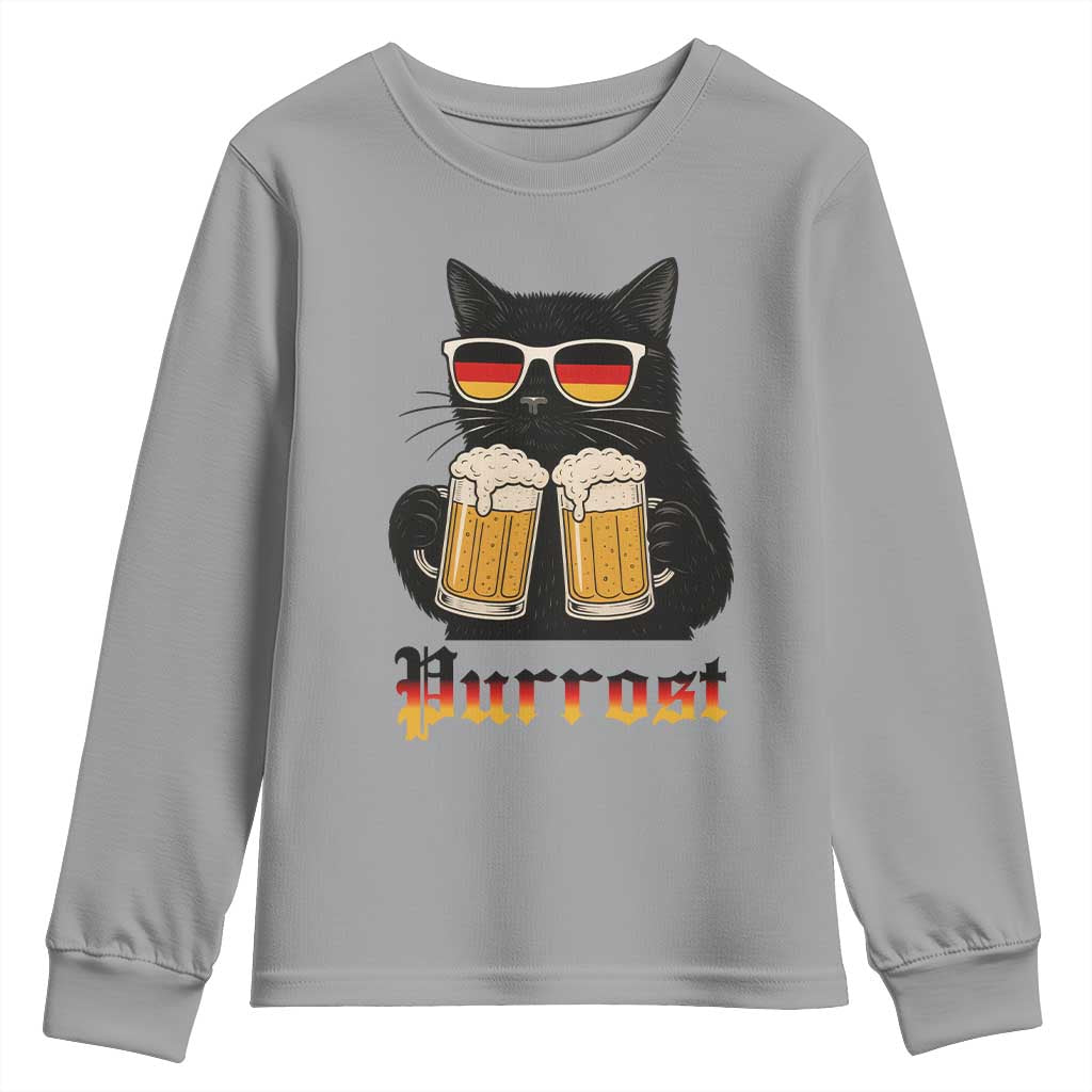 Oktoberfest Prost Cat Drinking Youth Sweatshirt Funny Purrost German Beer Gift - Wonder Print Shop