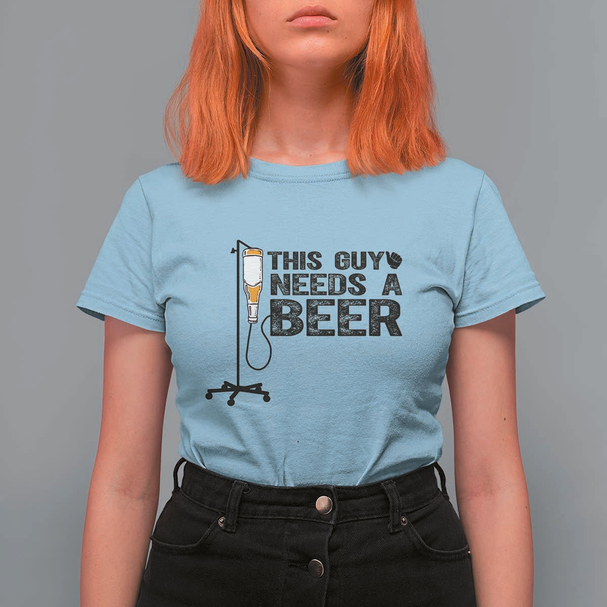 Funny Drinking Lover T Shirt For Women This Guy Needs A Beer - Wonder Print Shop