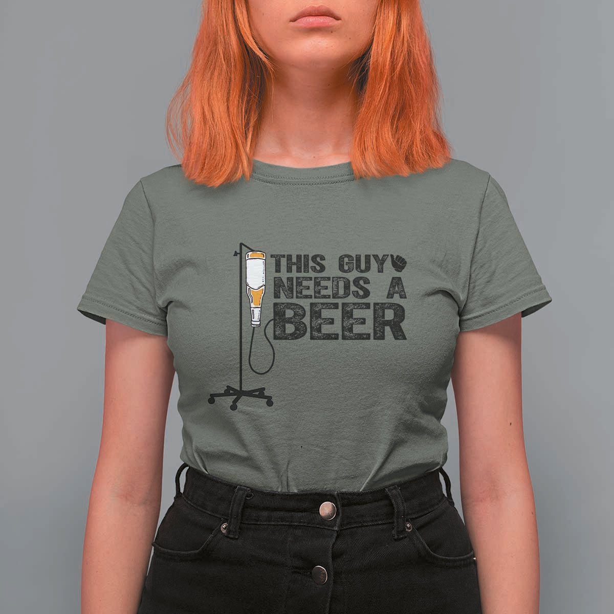 Funny Drinking Lover T Shirt For Women This Guy Needs A Beer - Wonder Print Shop