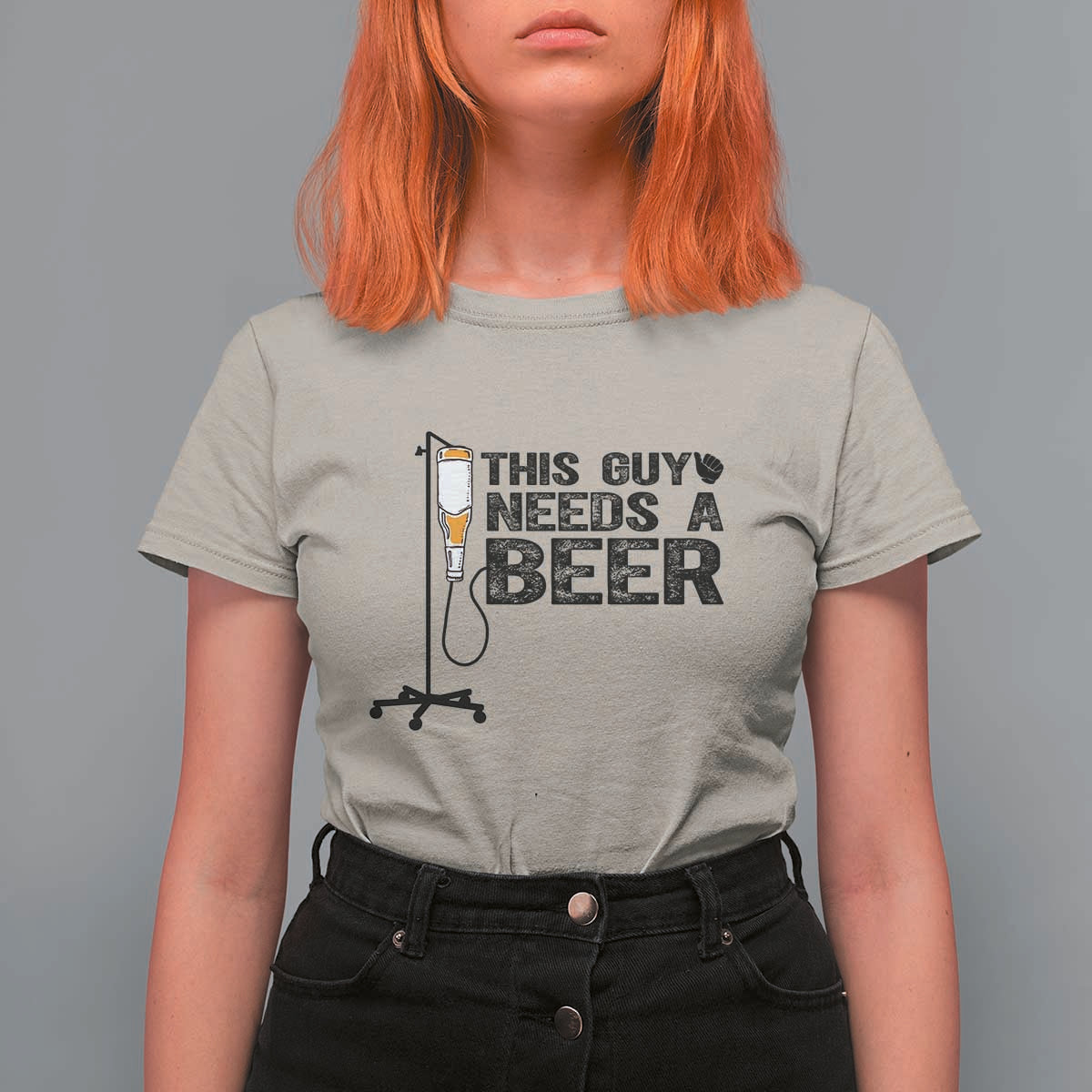 Funny Drinking Lover T Shirt For Women This Guy Needs A Beer - Wonder Print Shop