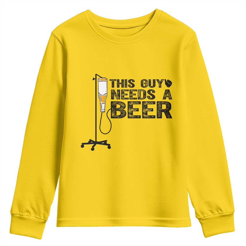 Funny Drinking Lover Youth Sweatshirt This Guy Needs A Beer - Wonder Print Shop