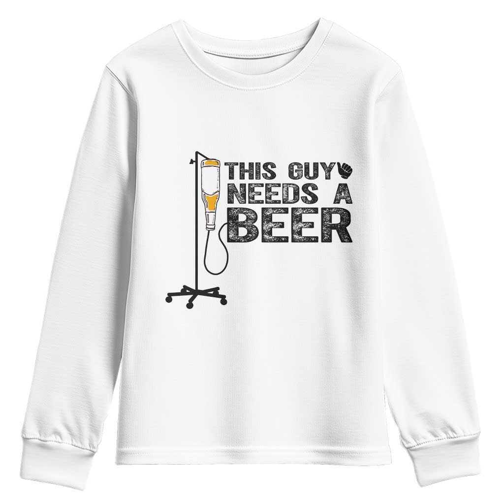 Funny Drinking Lover Youth Sweatshirt This Guy Needs A Beer - Wonder Print Shop